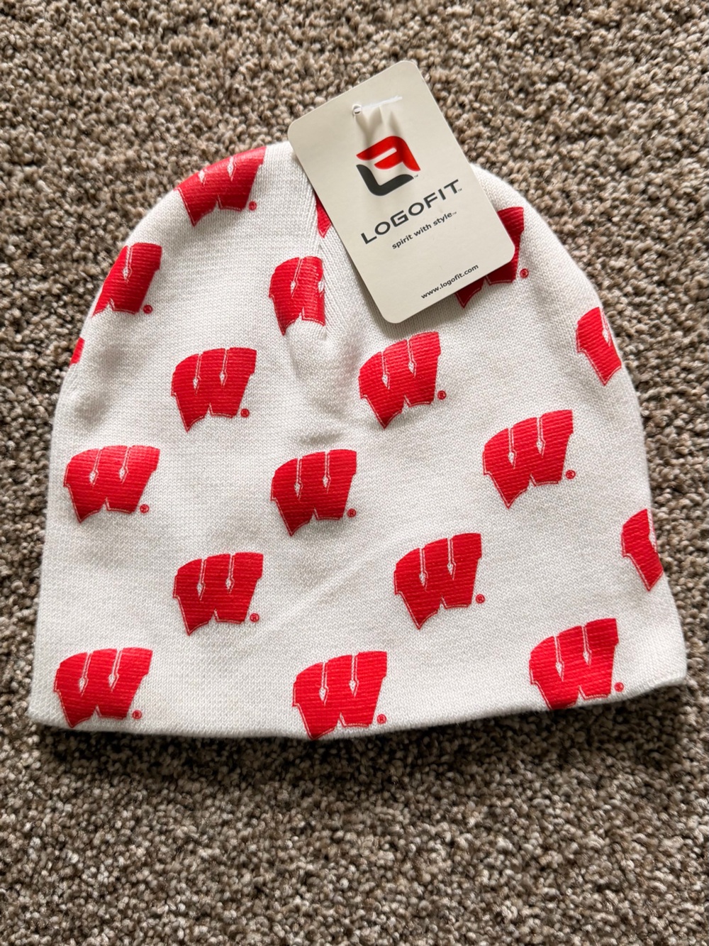 Logofit Wisconsin Badgers White Beanie Hat